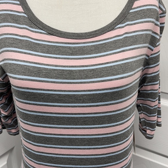 LuLaRoe New Pink Gray Blue Striped Julia Dress NWT - Picture 3 of 10